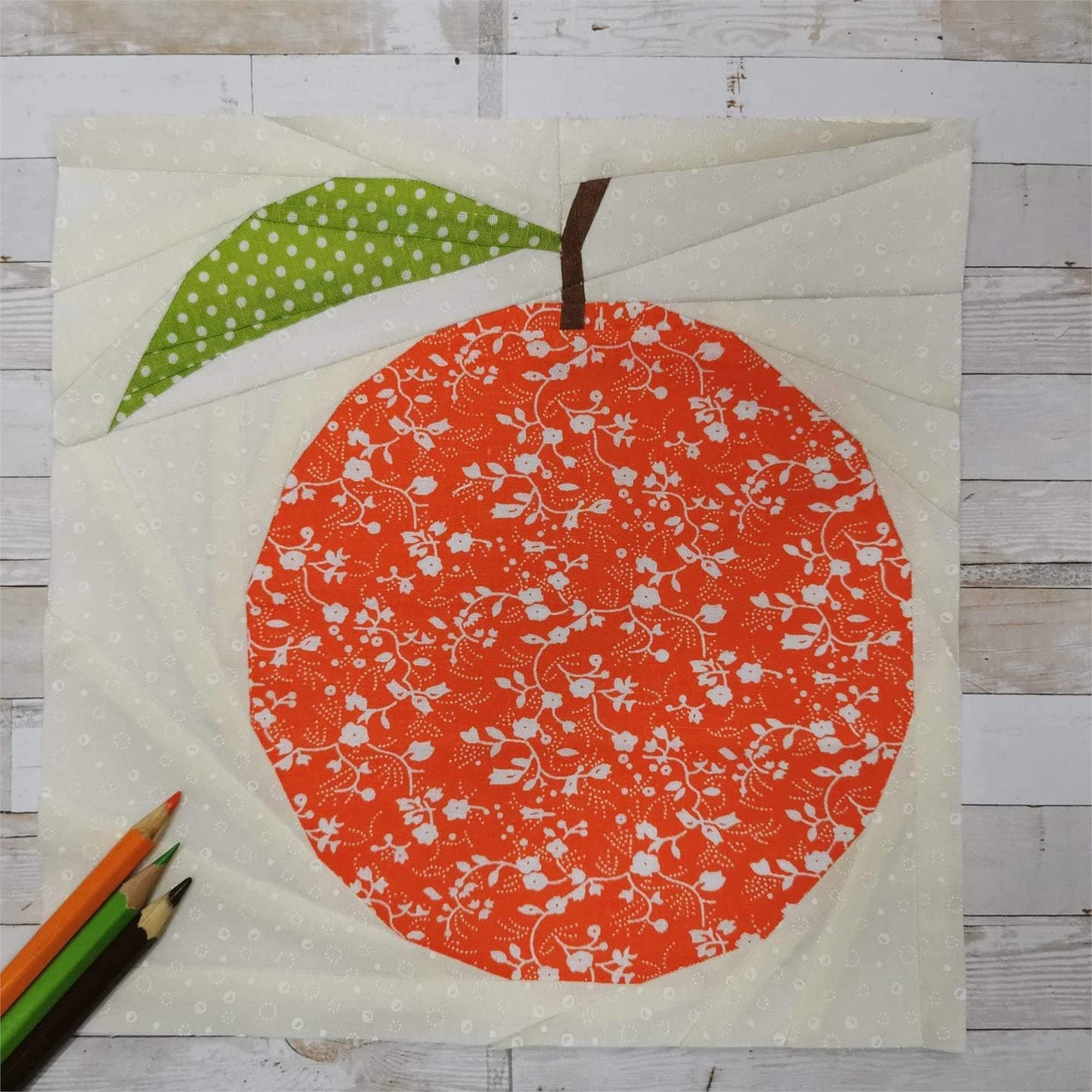 Fpp Pattern Design Squeeze the Day, Orange, Foundation Paper Piecing Pattern (FPP Pattern ...
