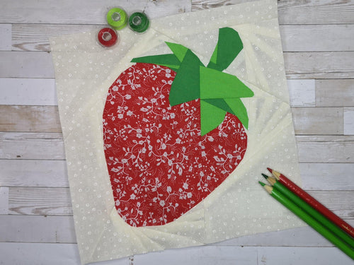 Strawberry, Foundation Paper Piecing Pattern (FPP Pattern), Quilt Block, 3 sizes FPP Patterns- Full Bobbin Designs foundation paper piecing patterns quilt block patterns sewing patterns