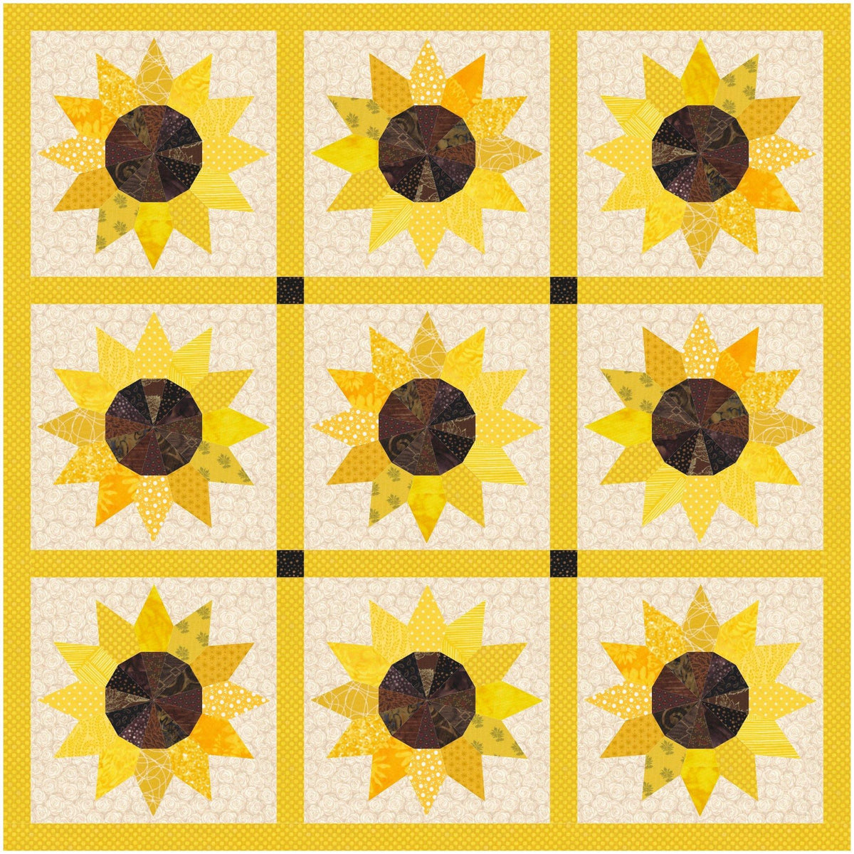 Sunflower, Foundation Paper Piecing Pattern (FPP Pattern), Quilt Block ...