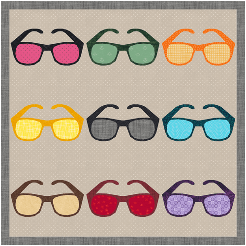 Sunny Days, Sunglasses, Foundation Paper Piecing Pattern (FPP Pattern), Quilt Block, 3 sizes FPP Patterns- Full Bobbin Designs foundation paper piecing patterns quilt block patterns sewing patterns
