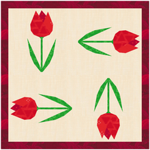 Load image into Gallery viewer, Tiptoe through the Tulips, Flower Foundation Paper Piecing Pattern (FPP Pattern), Quilt Block, 3 sizes FPP Patterns- Full Bobbin Designs foundation paper piecing patterns quilt block patterns sewing patterns
