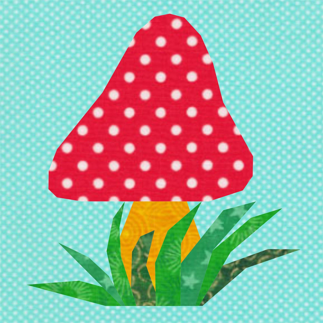 Toadstool, Foundation Paper Piecing Pattern (FPP Pattern), Quilt Block, 3 sizes FPP Patterns- Full Bobbin Designs foundation paper piecing patterns quilt block patterns sewing patterns