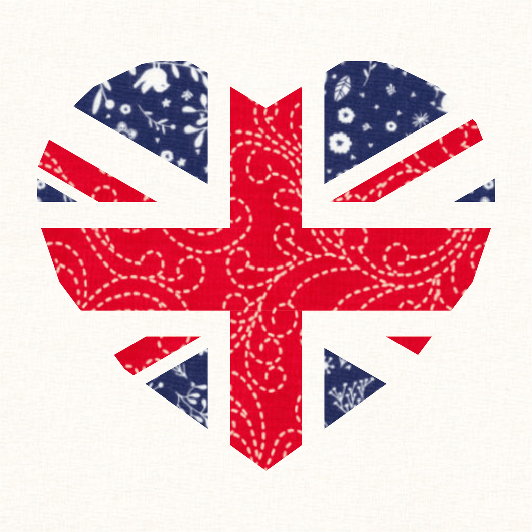 Union Jack Heart, Foundation Paper Piecing Pattern (FPP Pattern), Quilt ...