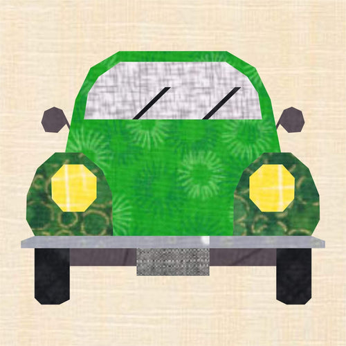 VW Love Bug Foundation Paper Piecing Pattern (FPP Pattern), Quilt Block, 3 sizes FPP Patterns- Full Bobbin Designs foundation paper piecing patterns quilt block patterns sewing patterns
