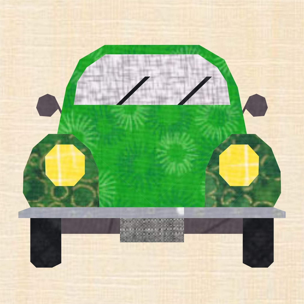 VW Love Bug Foundation Paper Piecing Pattern (FPP Pattern), Quilt Block, 3 sizes FPP Patterns- Full Bobbin Designs foundation paper piecing patterns quilt block patterns sewing patterns